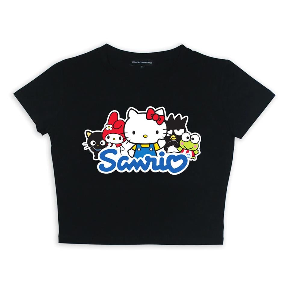 Sanrio Baskılı Siyah Crop