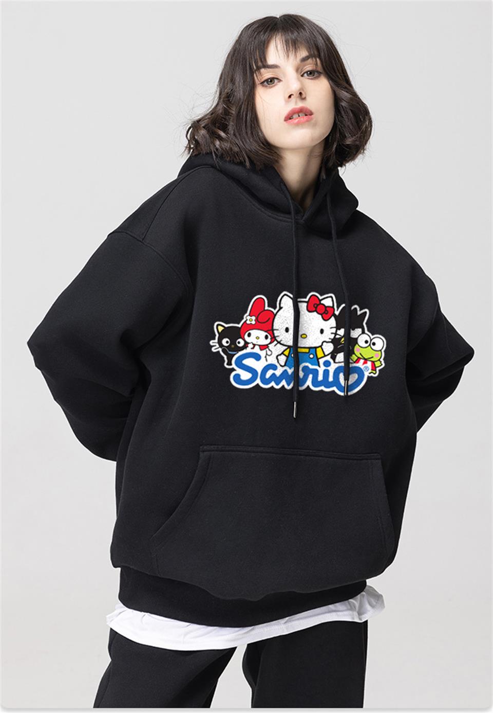 Sanrio Siyah Kapüşonlu Sweatshirt