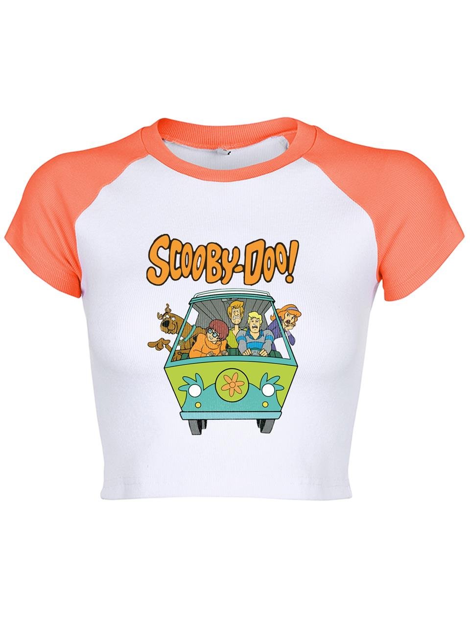 Scooby-Doo Baskılı Reglan Kol Beyaz Crop