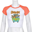 Scooby-Doo Baskılı Reglan Kol Beyaz Crop