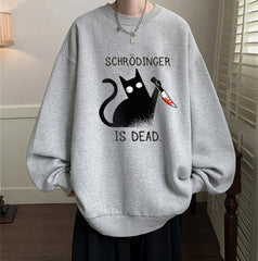 Shrödinger Is Dead Baskılı Gri Unisex Oversize Bisiklet Yaka Sweatshirt