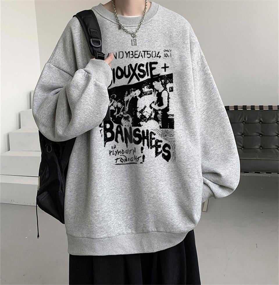 Siouxsie Banshees Baskılı Gri Unisex Oversize Bisiklet Yaka Sweatshirt