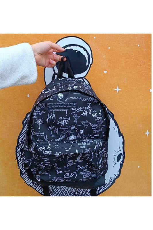 Siyah Graffiti Karakterler Sırt Çantası