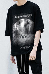 Siyah Renk Dream Theater Baskılı Unisex Rock Metal T-shirt