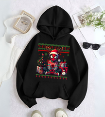 Spider Man Merry Christmas Baskılı Kapşonlu Sweatshirt