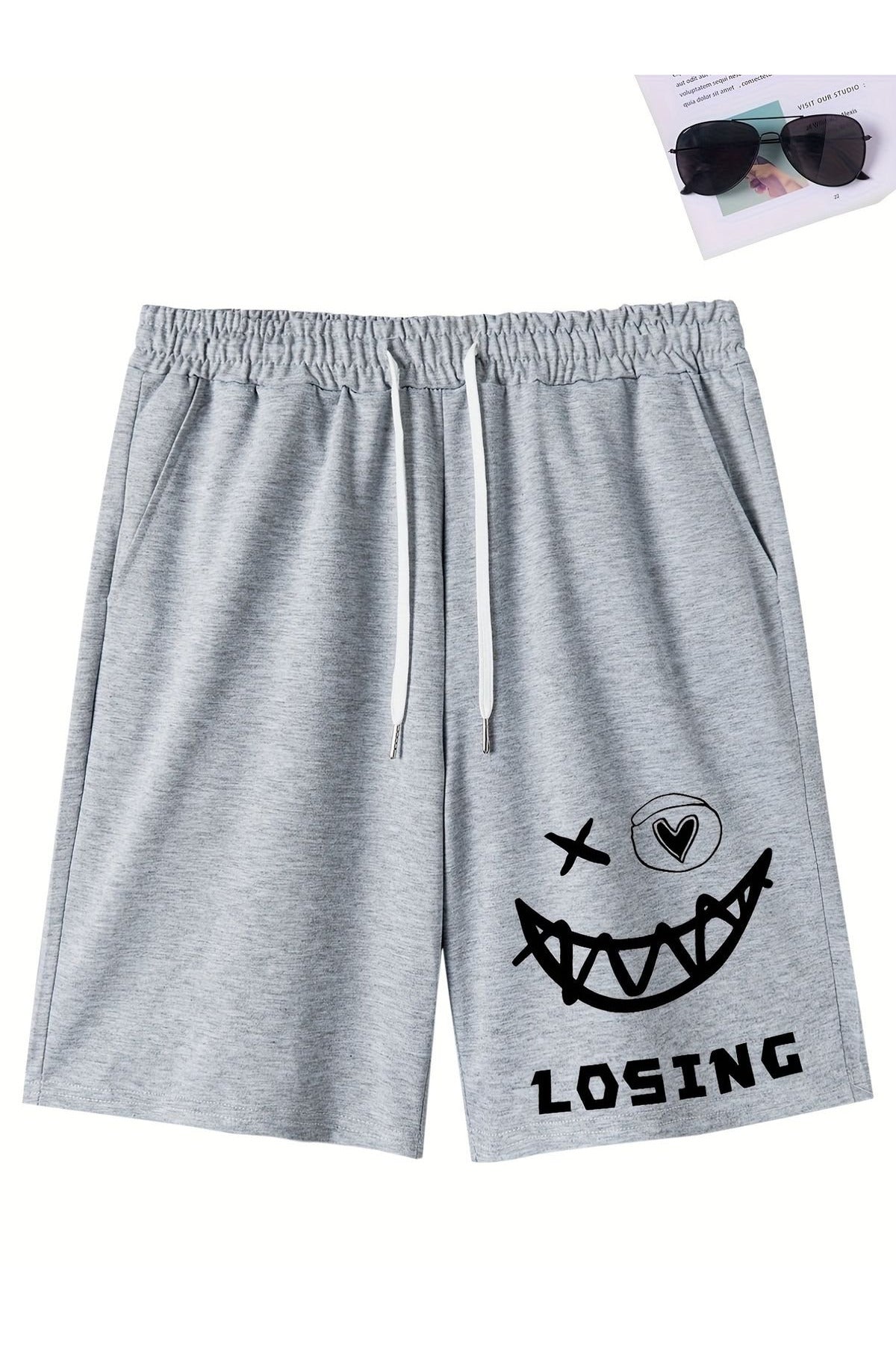 Smile Losıng Baskılı Gri Şort