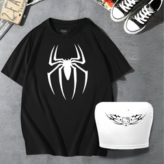 Spider & Hello Kitty Couple T-Shirt & Croptop