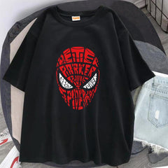 Spider-Man Head Baskılı Siyah Unisex Oversize T-shirt