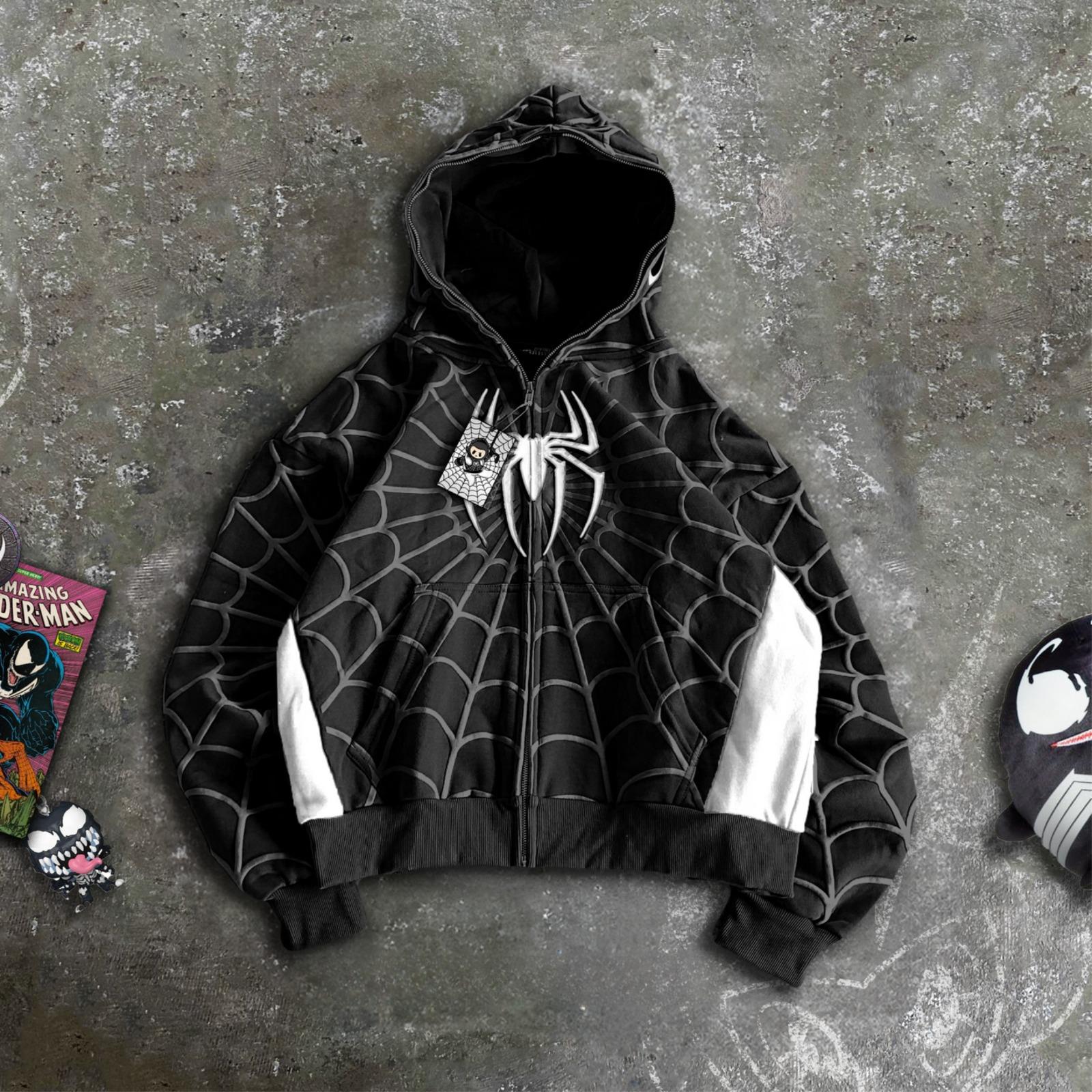 Spider Kabartma Baskılı Full Zip Hırka ( 3 İplik )