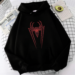 Spider Web Baskılı Unisex Oversize Hoodie