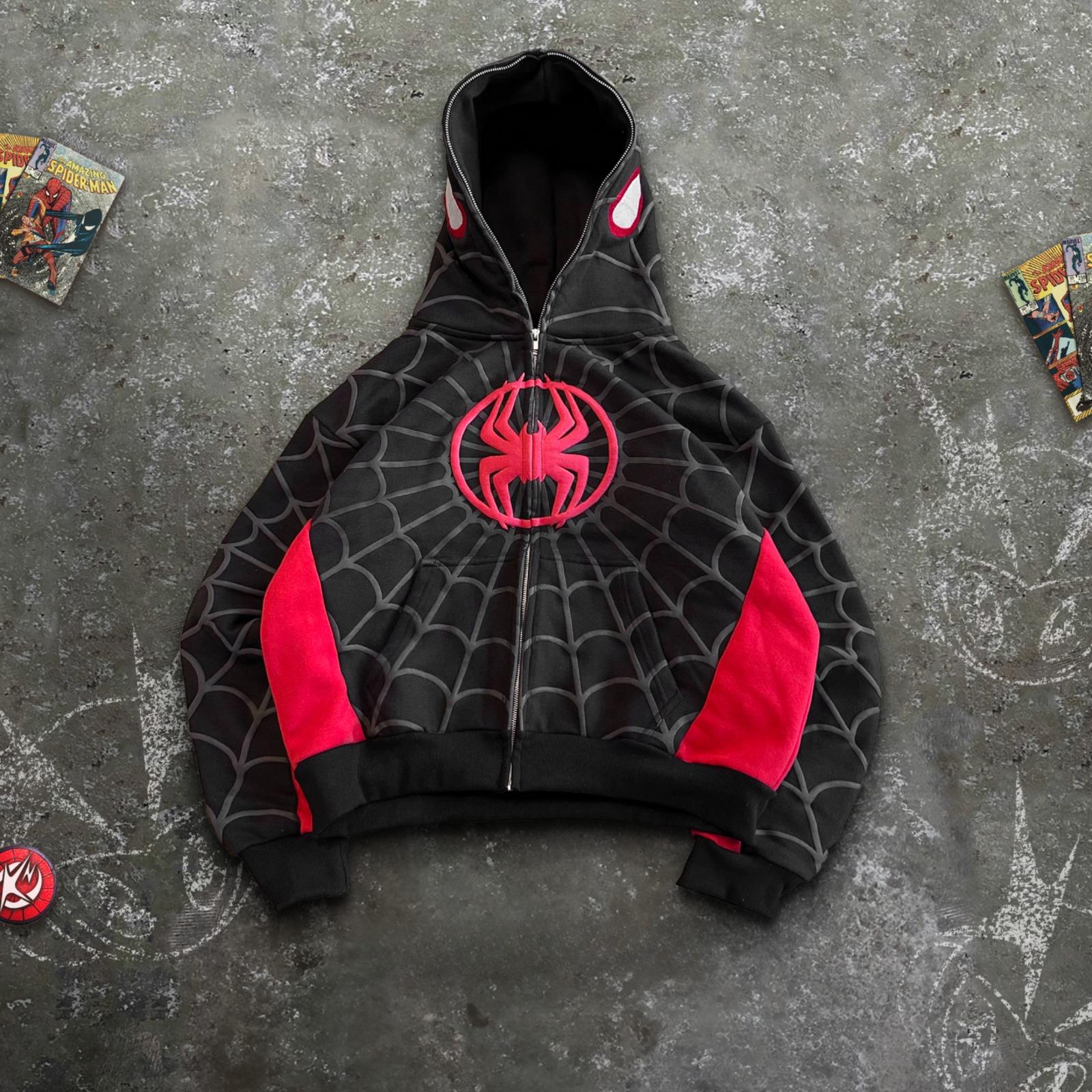 Spider Kabartma Baskılı Full Zip Hırka ( 3 İplik )