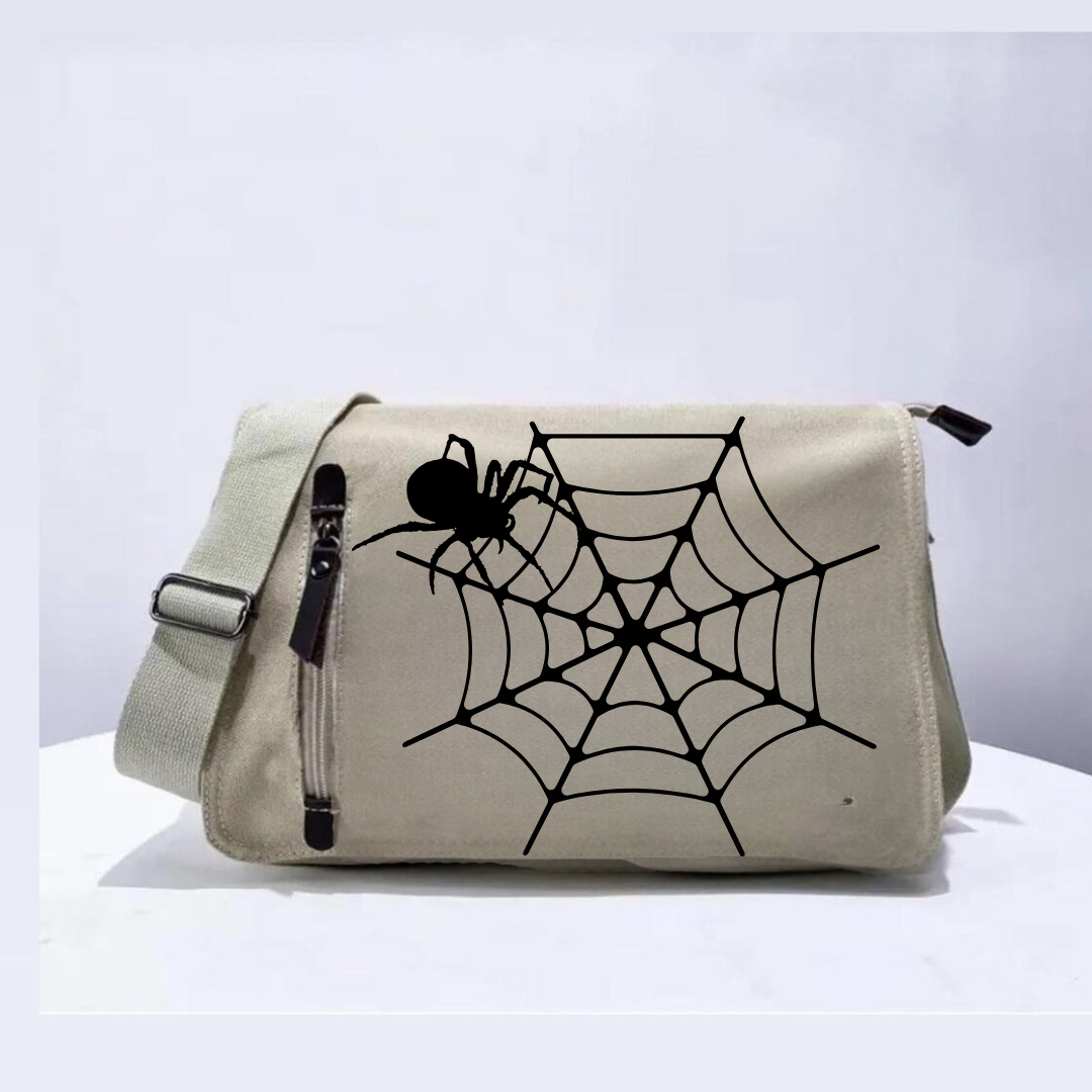 Spider Web Unisex Bej Postacı Çantası