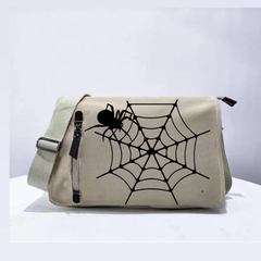 Spider Web Unisex Bej Postacı Çantası