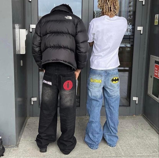 Spider&Batman Yıkamalı Baggy Jean