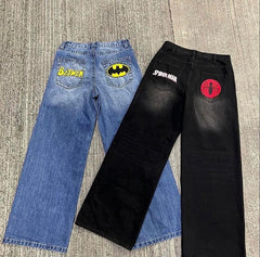 Spider&Batman Yıkamalı Baggy Jean