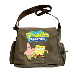 Sponge Bob Baskılı Unisex Yeşil Postacı Çantası