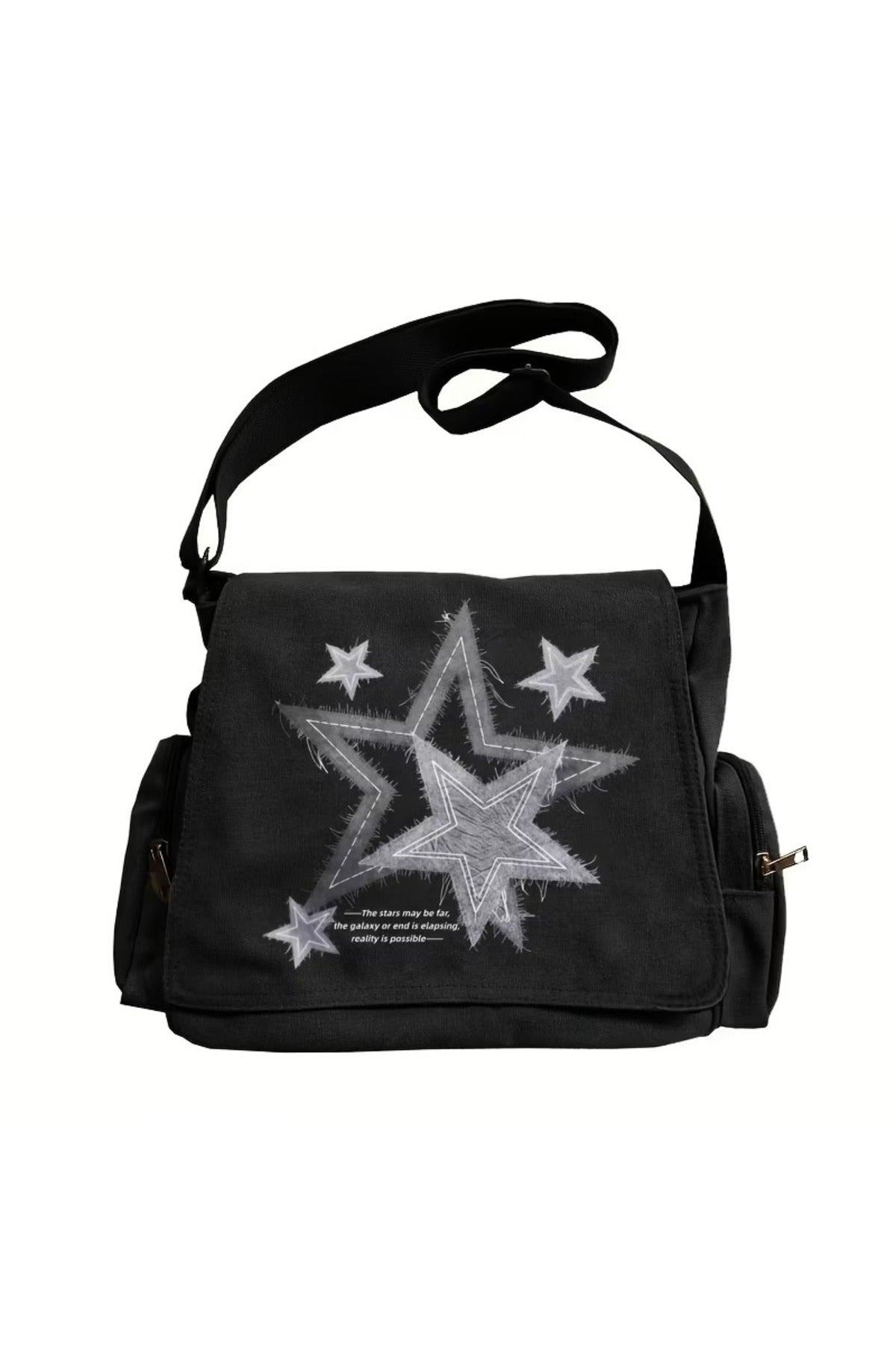 Star Graffiti Baskılı Unisex Postacı Çantası