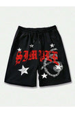 Star Life Baskılı Siyah Unisex Penye Şort