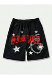 Star Life Baskılı Siyah Unisex Penye Şort