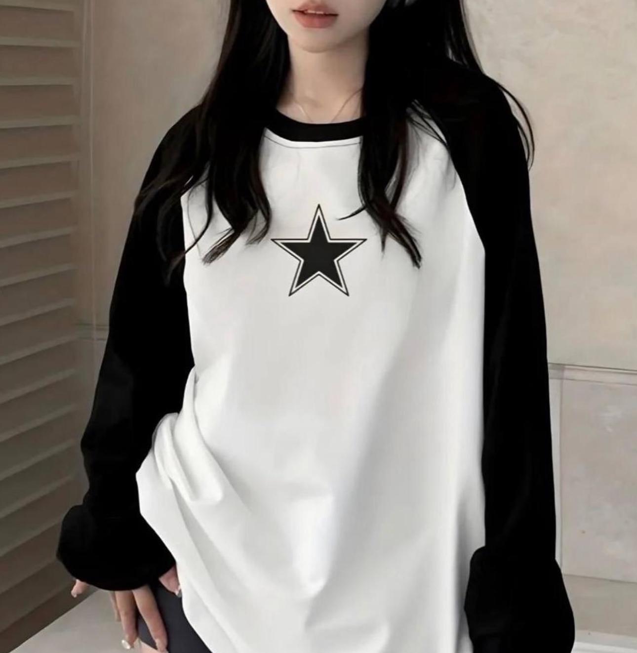 Star Reglan Uzun Kollu Beyaz T-Shirt