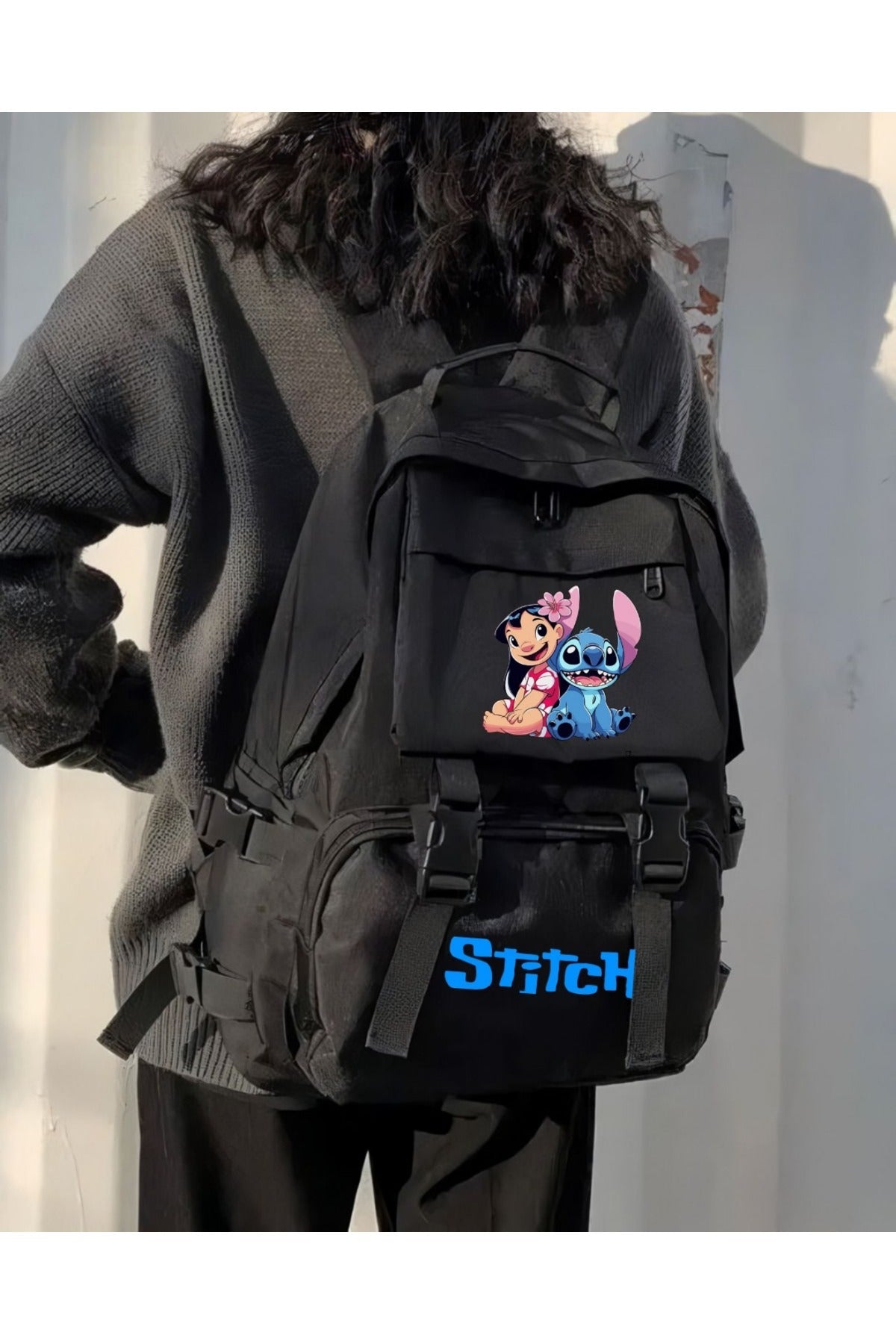 Stitch Baskılı Palaska Sırt Okul Çantası
