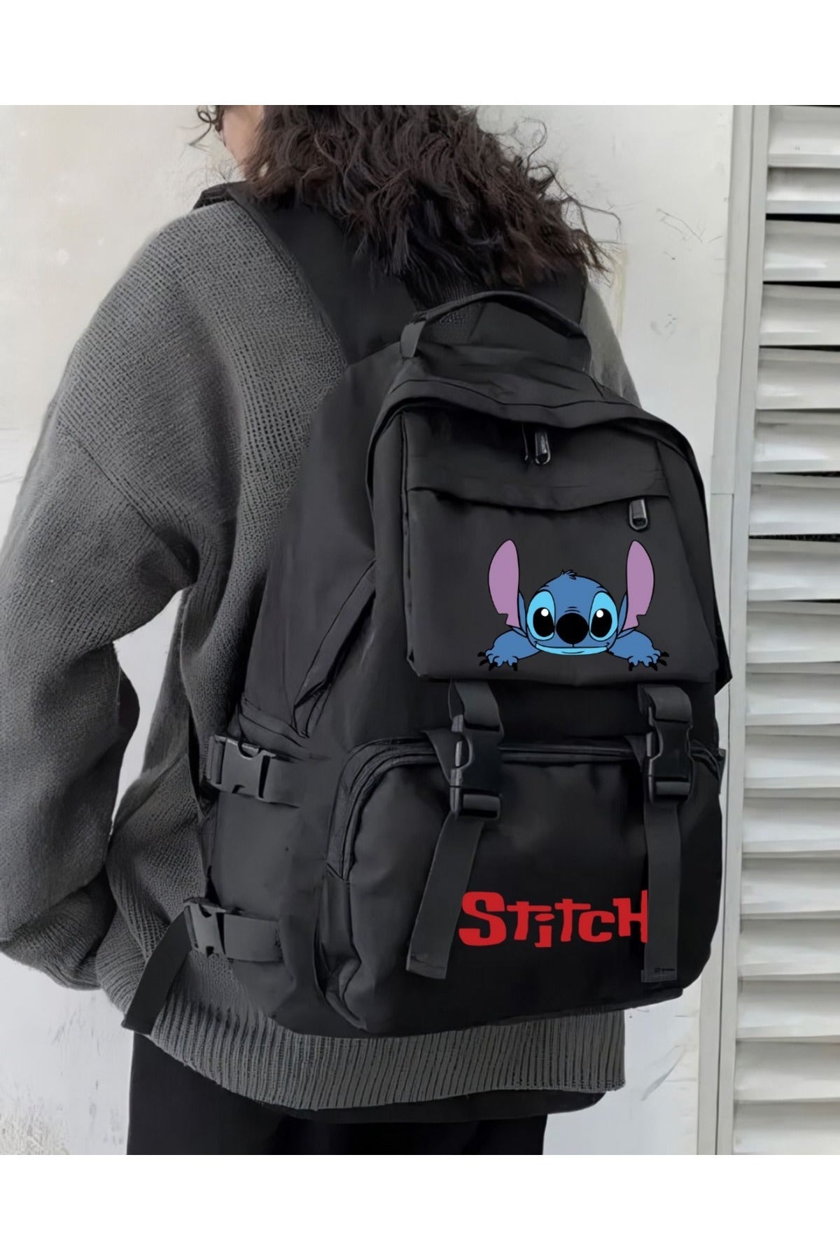 Stitch Baskılı Palaska Sırt Okul Çantası