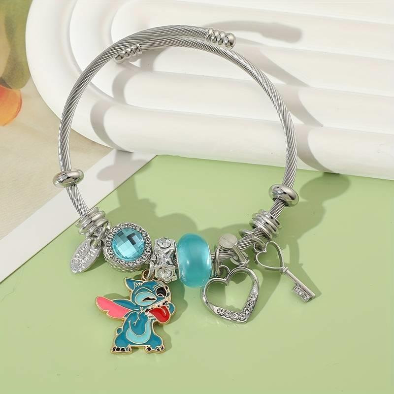 Stitch Detaylı Zirkon Charm Bileklik