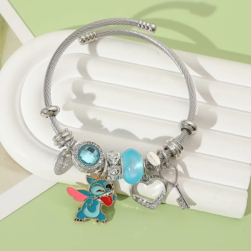 Stitch Detaylı Zirkon Charm Bileklik