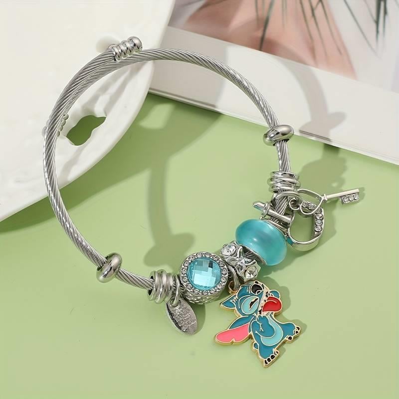 Stitch Detaylı Zirkon Charm Bileklik