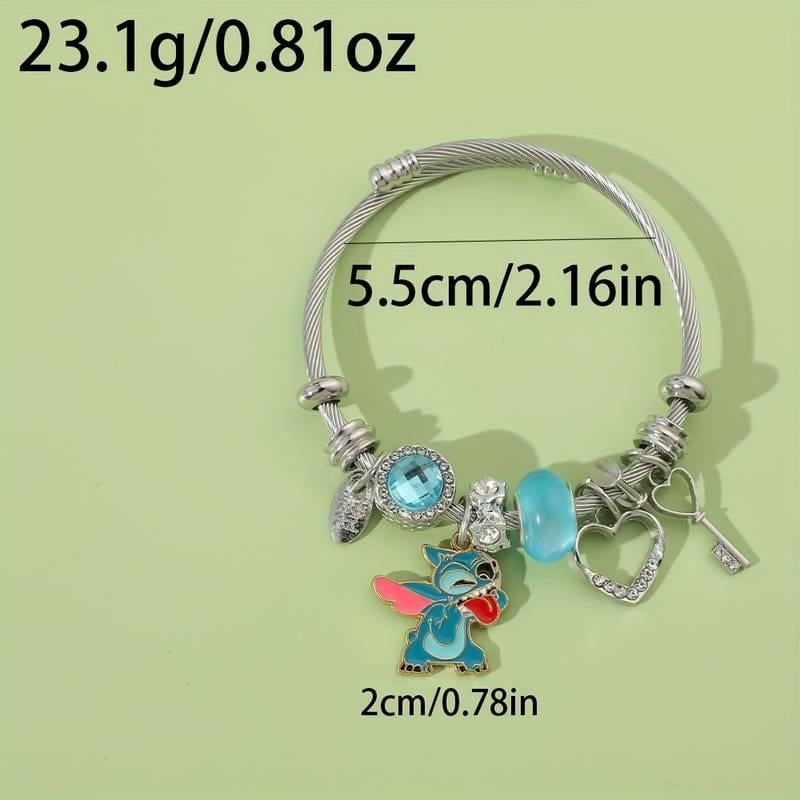 Stitch Detaylı Zirkon Charm Bileklik