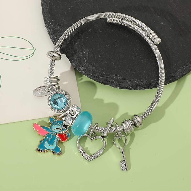 Stitch Detaylı Zirkon Charm Bileklik