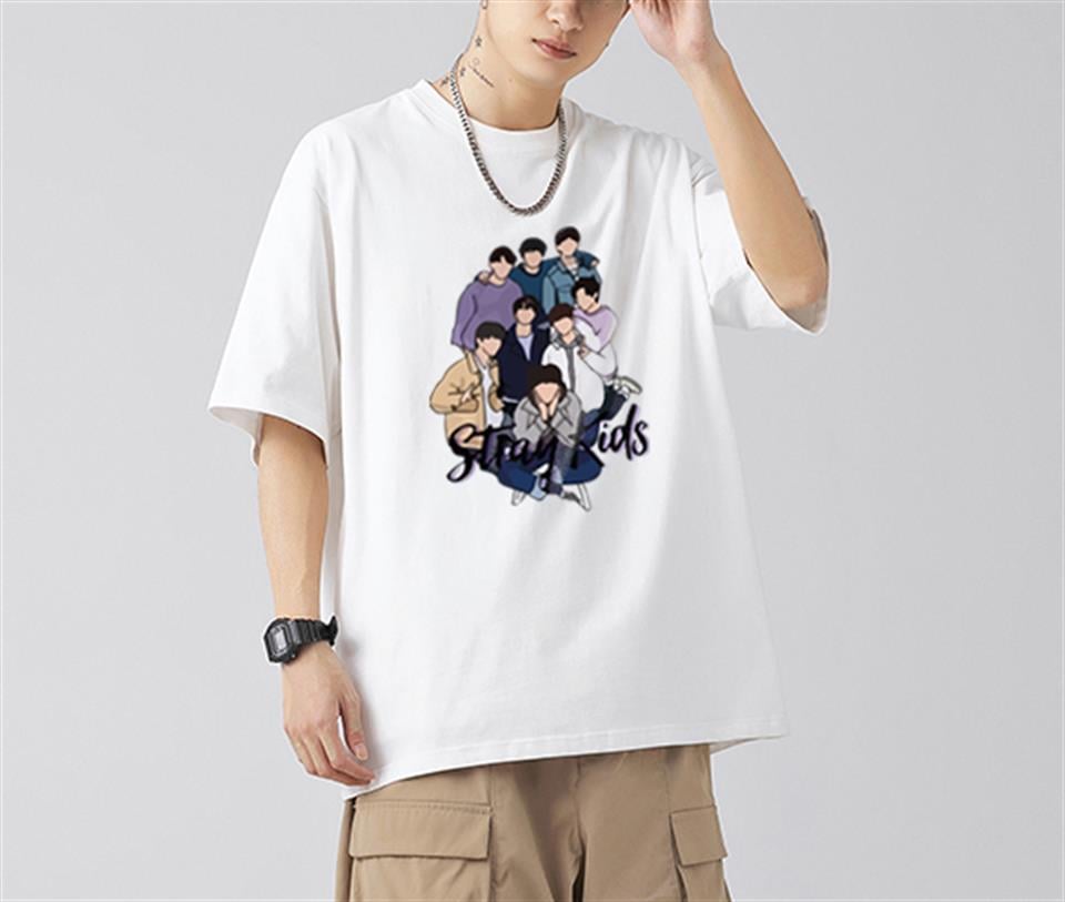 Stray Kids Artists Baskılı Beyaz Unisex Oversize T-shirt