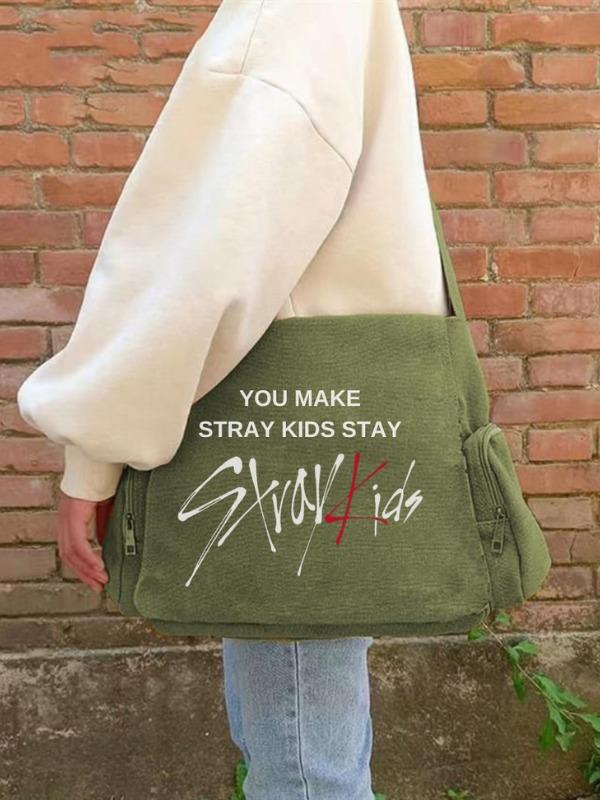 Stray Kids Baskılı Unisex Siyah Postacı Çantası