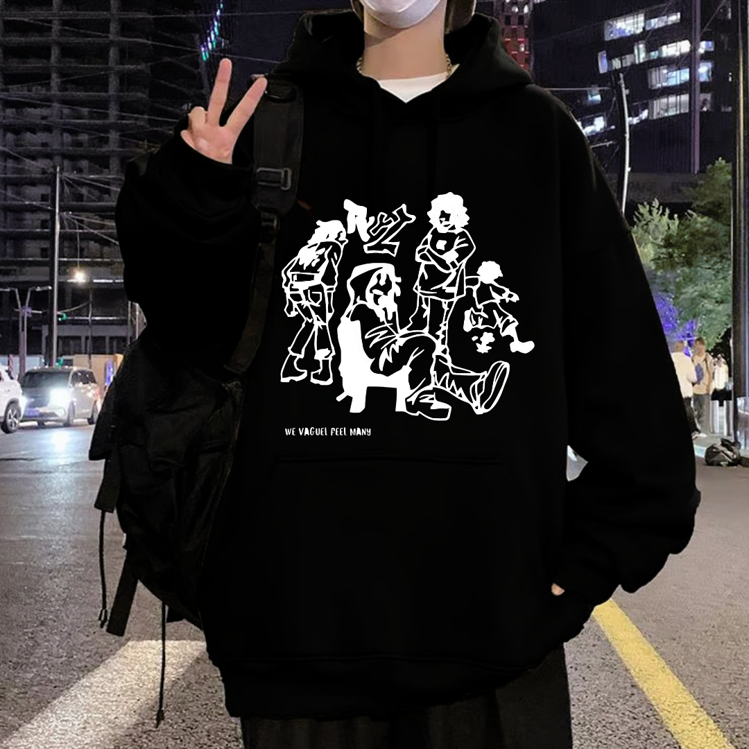 Street Wear We Vaguel Feel Many Oversize Unisex Siyah Sweatshirt