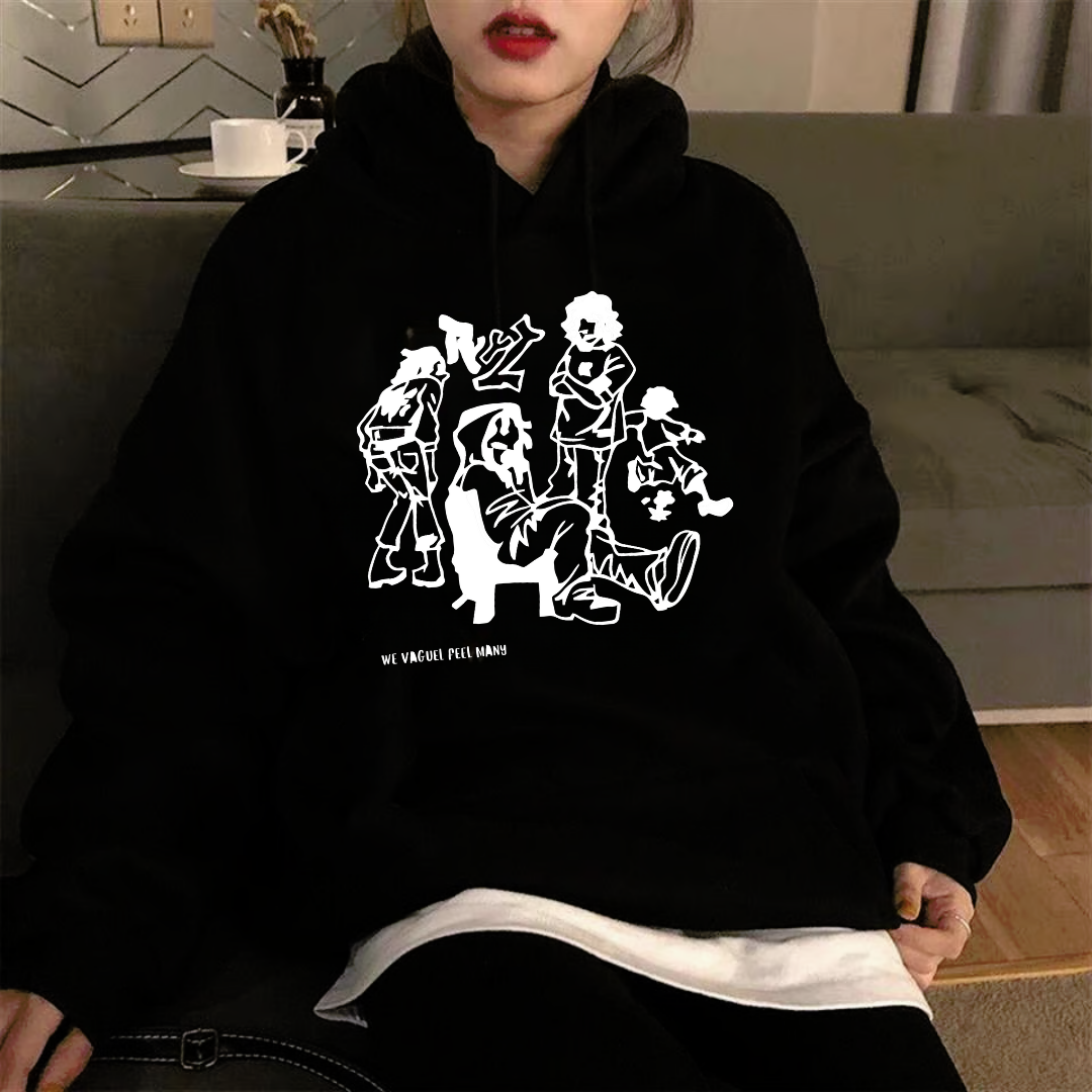 Street Wear We Vaguel Feel Many Oversize Unisex Siyah Sweatshirt