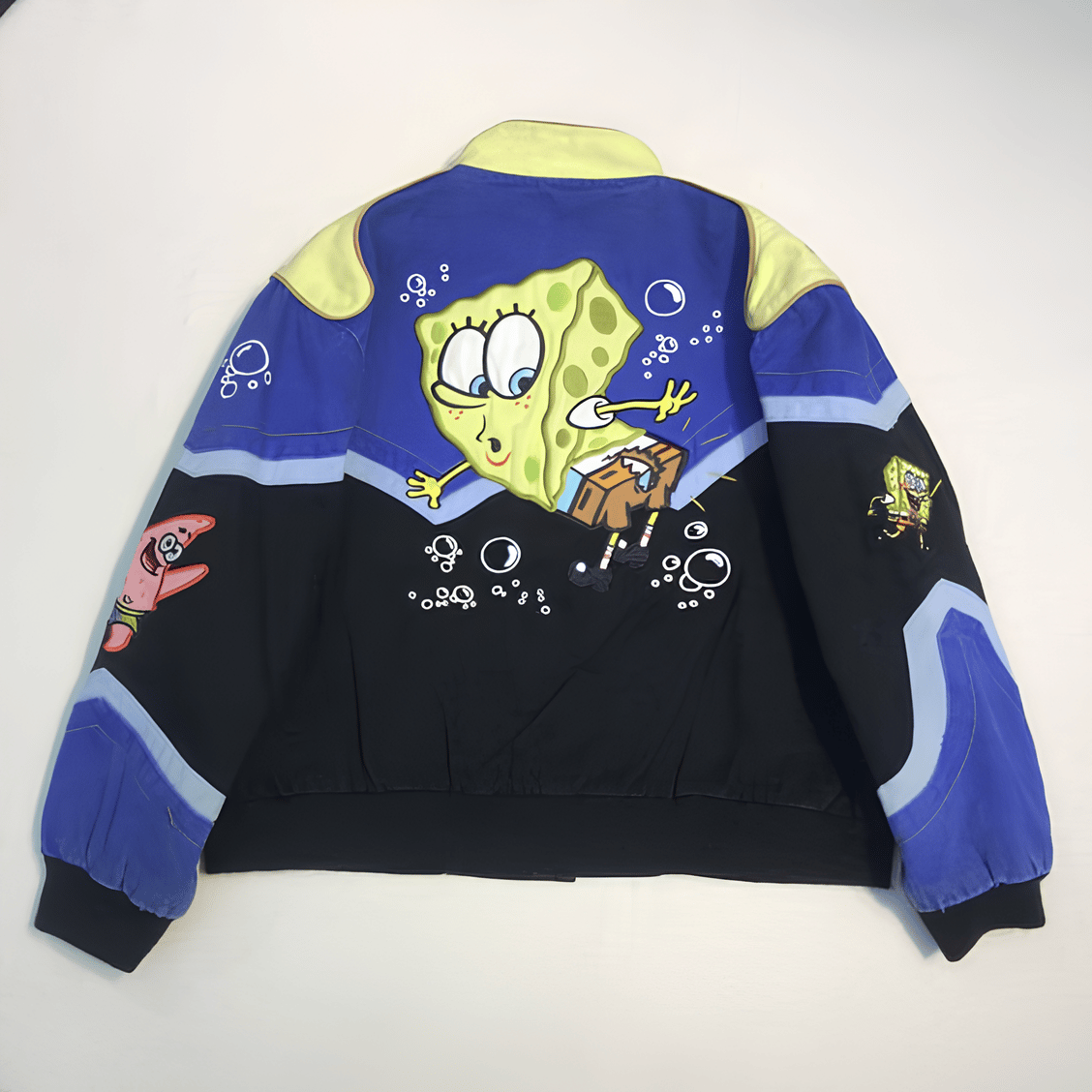 Streetwear Unisex İçi Astarlı Vintage Sponge Bob Detail Bomber Ceket