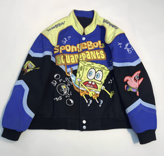 Streetwear Unisex İçi Astarlı Vintage Sponge Bob Detail Bomber Ceket