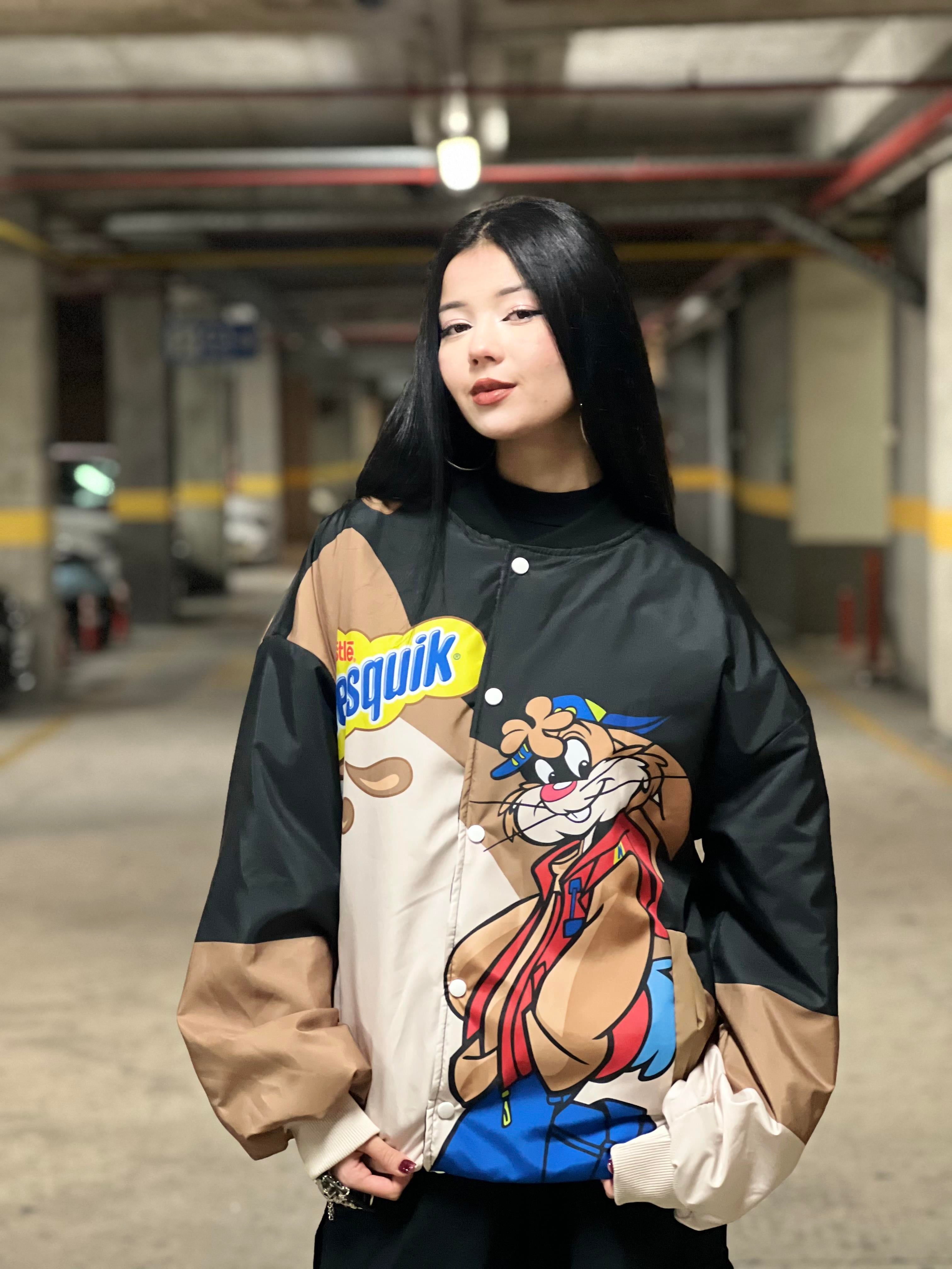 Streetwear Unisex İçi Astarlı Vintage Nesquik Bomber Ceket