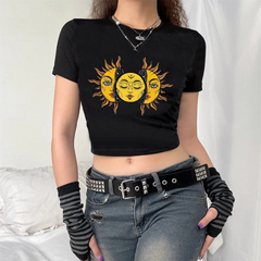 Sun And Moon Siyah Crop