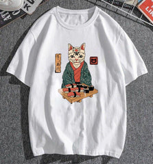 Sushi Cat Beyaz Unisex Oversize T-shirt