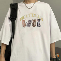 The Kitten Club Beyaz Unisex Oversize T-shirt