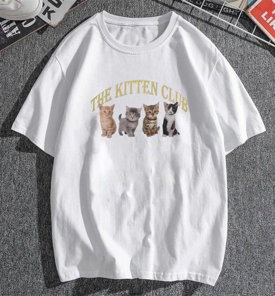 The Kitten Club Beyaz Unisex Oversize T-shirt