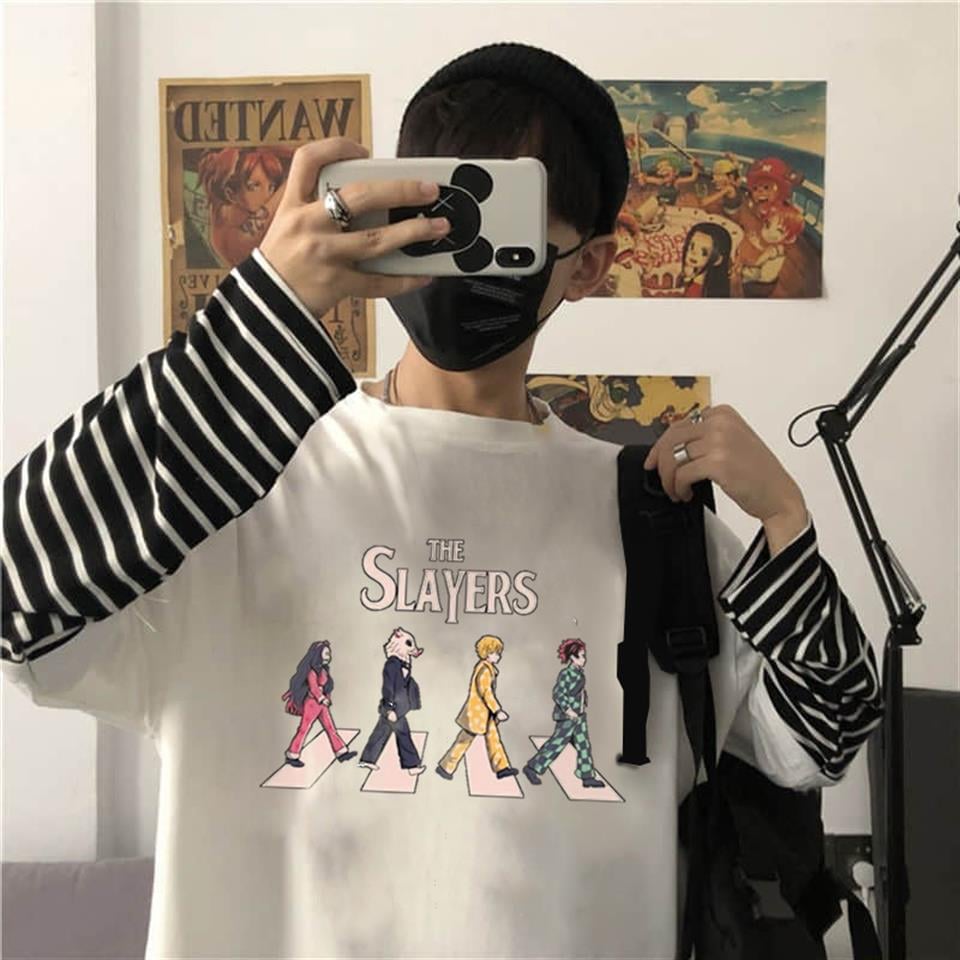 The Slayers Baskılı Fake Sleeves Unisex Beyaz T-shirt