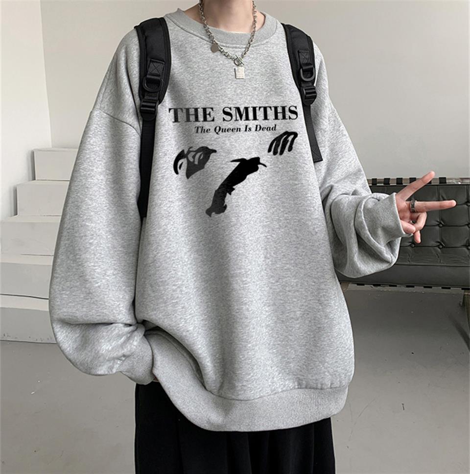 The Smiths Baskılı Gri Unisex Oversize Bisiklet Yaka Sweatshirt