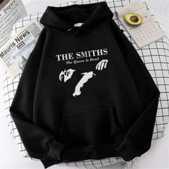 The Smiths Baskılı Siyah Unisex Oversize Kapüşonlu Sweatshirt