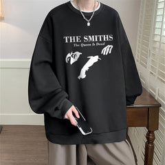 The Smiths Baskılı Siyah Unisex Oversize Bisiklet Yaka Sweatshirt