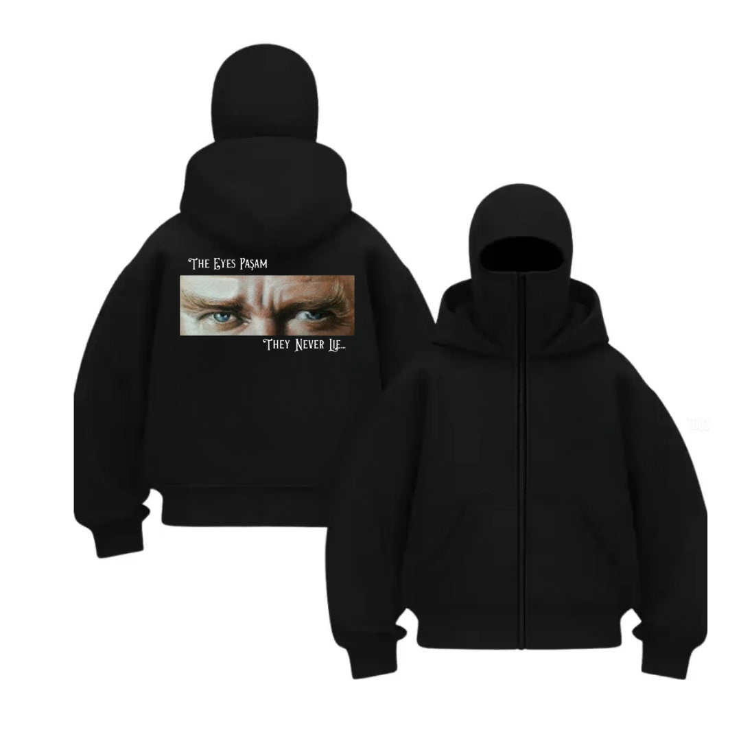 Balaclava Atatürk Baskılı Ninja Hoodie Sweatshirt