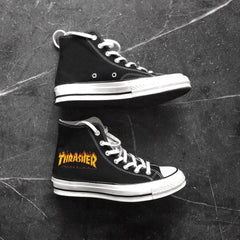 Thrasher Baskılı Siyah Unisex Kanvas Ayakkabı