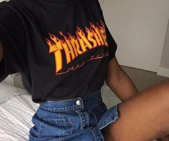 Thrasher Unisex Oversize Siyah T-shirt