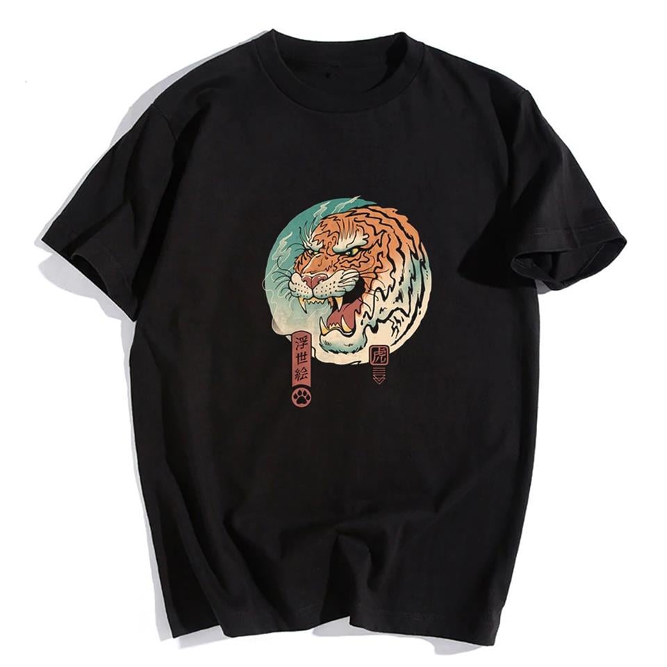 Tiger Art Siyah Unisex Oversize T-shirt